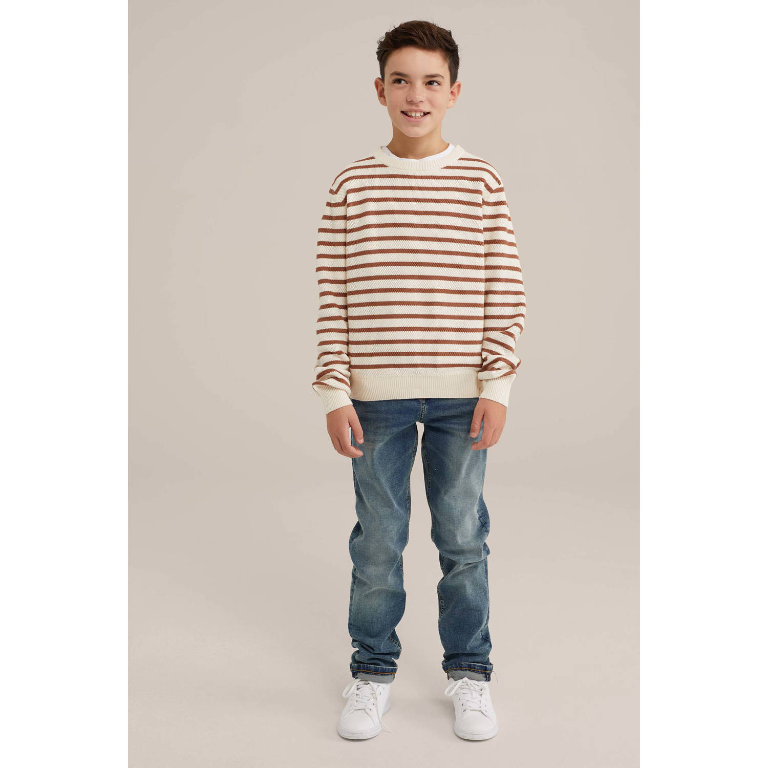 WE Fashion Blue Ridge gebreide trui ecru