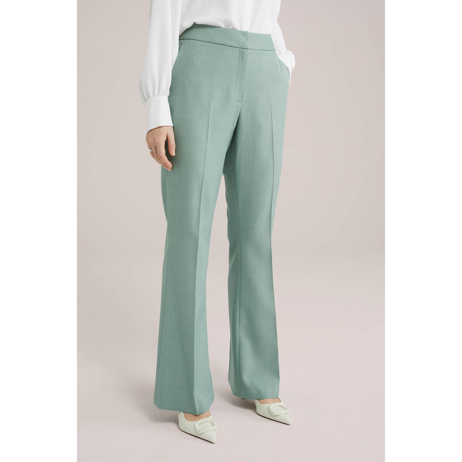 WE Fashion wide leg regular waist pantalon mintgroen