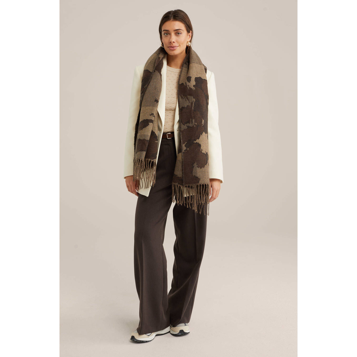 WE Fashion sjaal met all over print groen