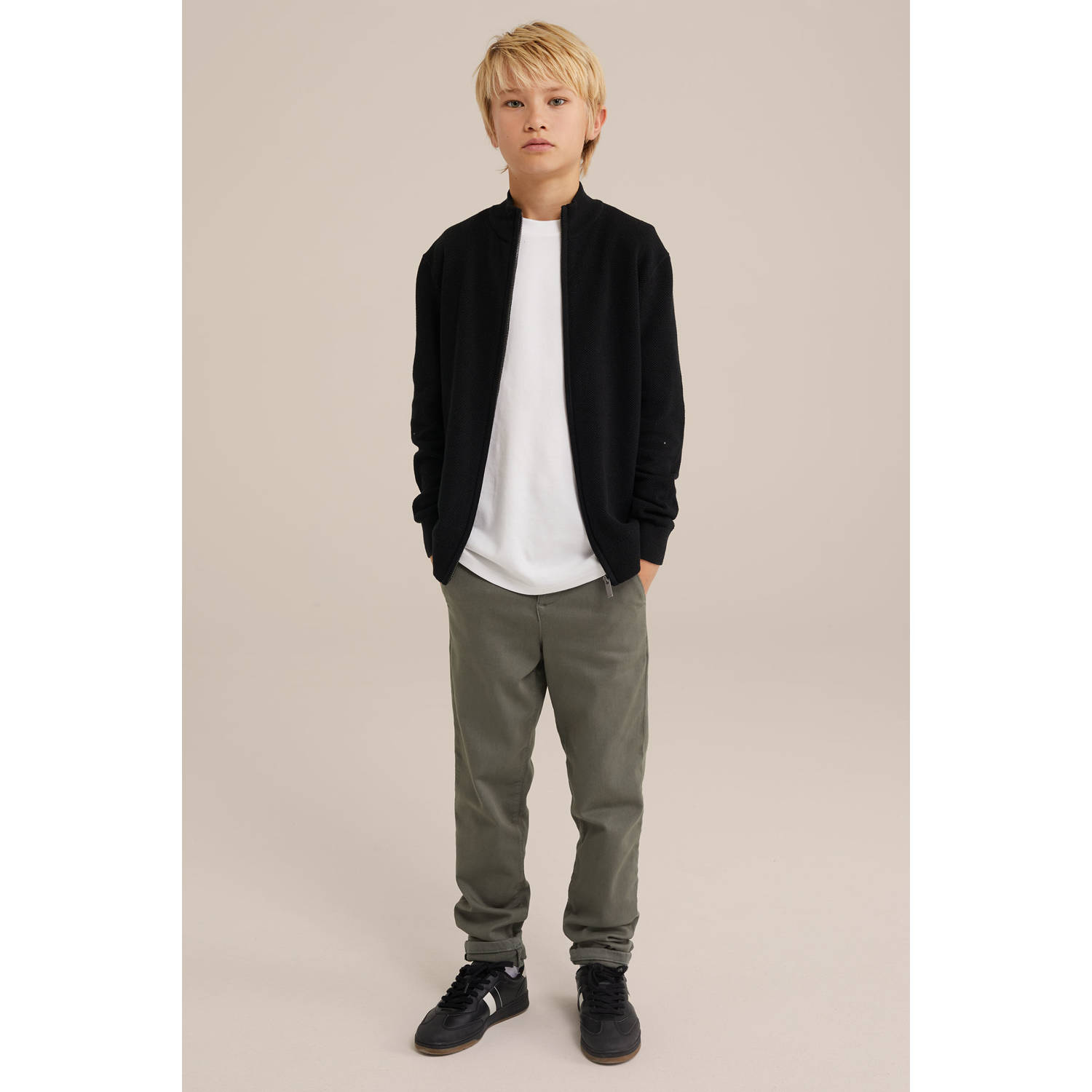 WE Fashion Blue Ridge vest zwart fijn gebreid