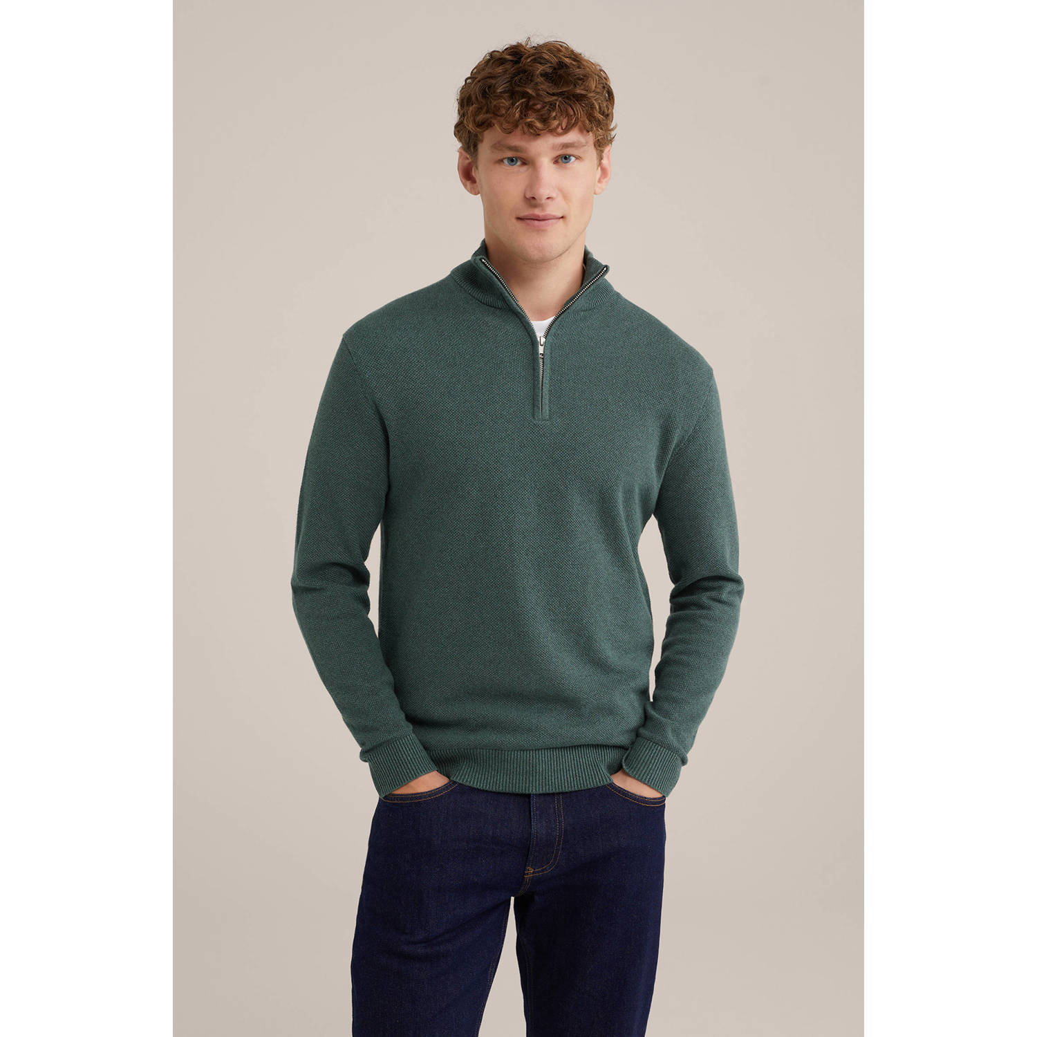 WE Fashion trui fijn gebreid groen