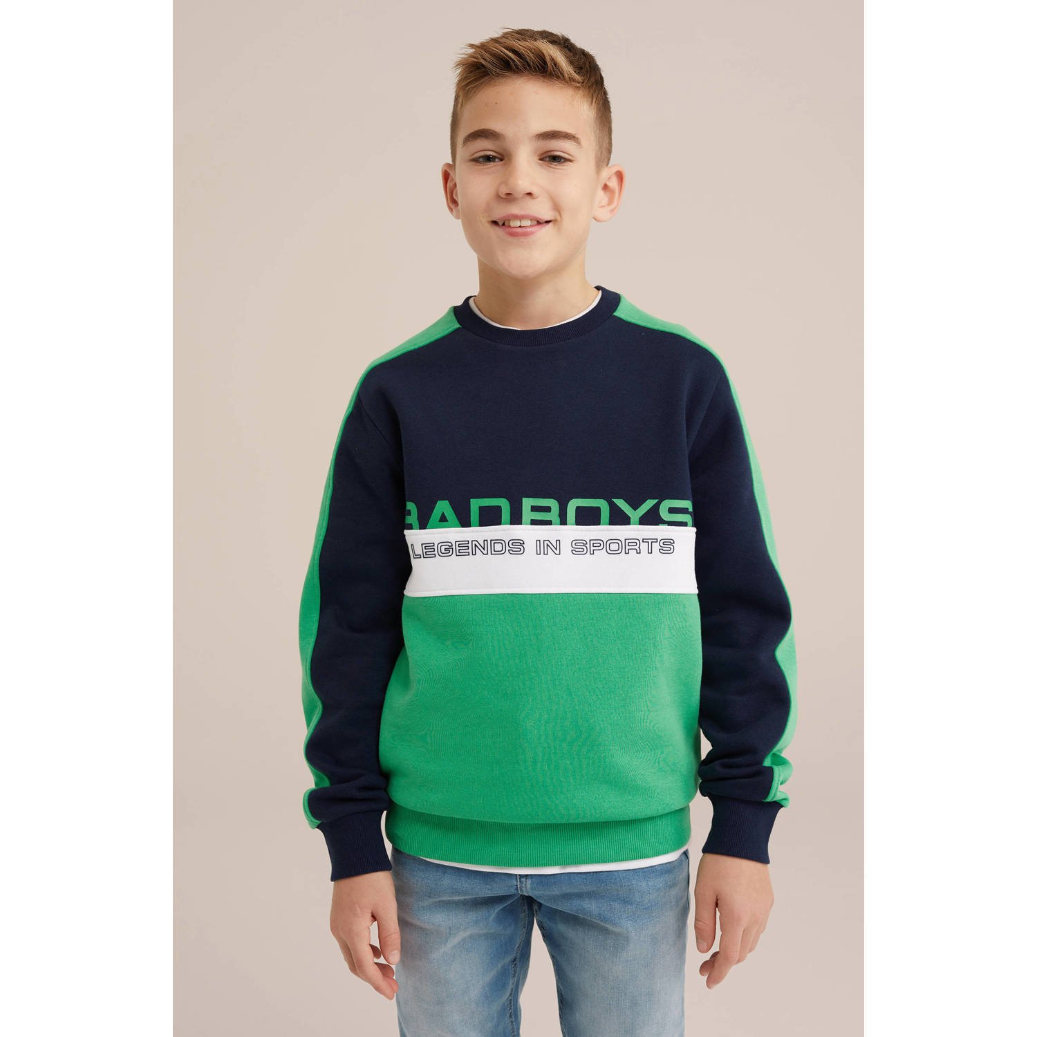 WE Fashion Bad Boys sweater groen