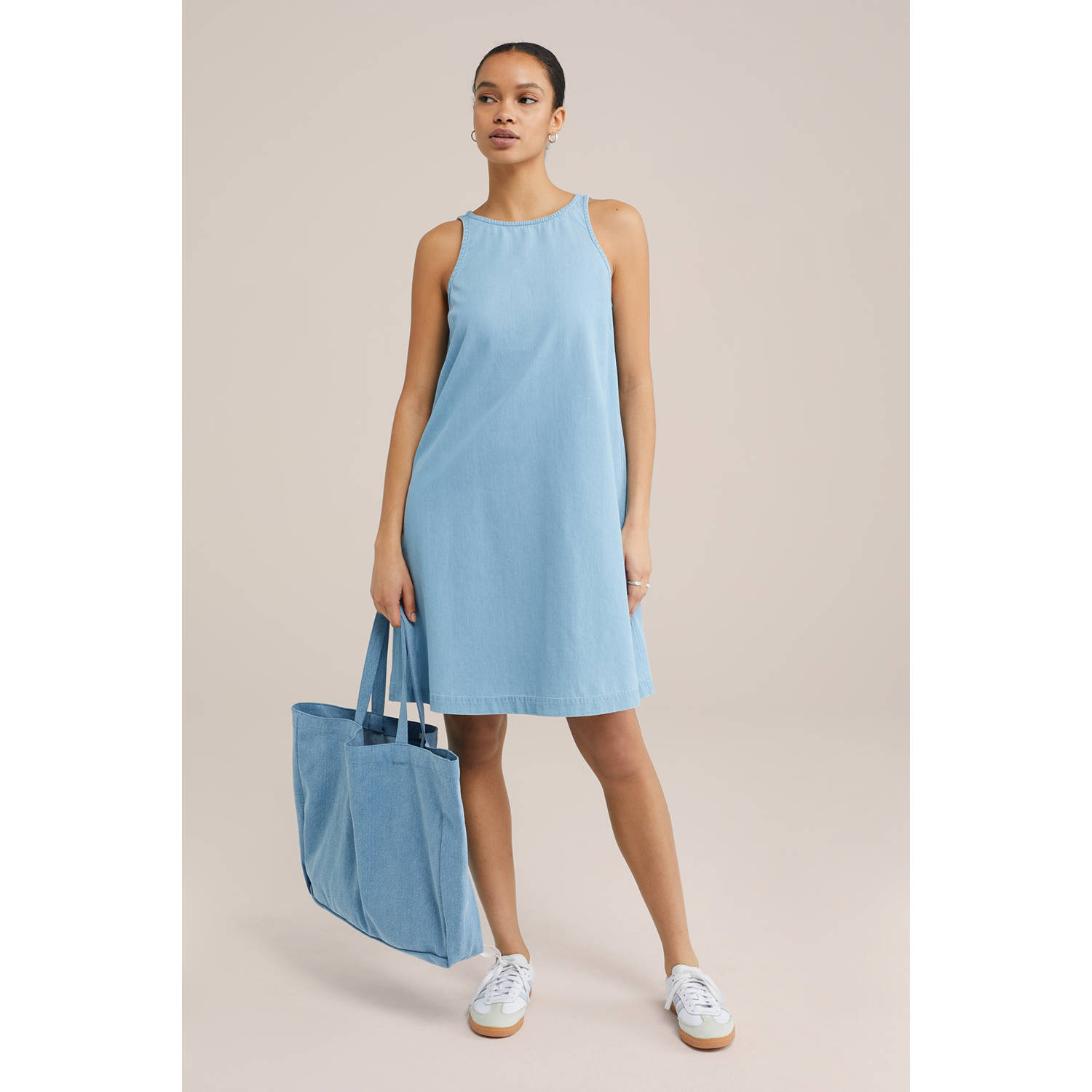 WE Fashion Blue Ridge denim shopper lichtblauw