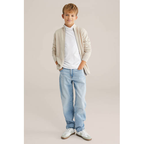 WE Fashion Blue Ridge vest beige fijn gebreid afbeelding