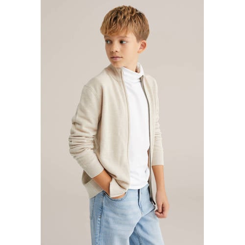 WE Fashion Blue Ridge vest beige fijn gebreid afbeelding