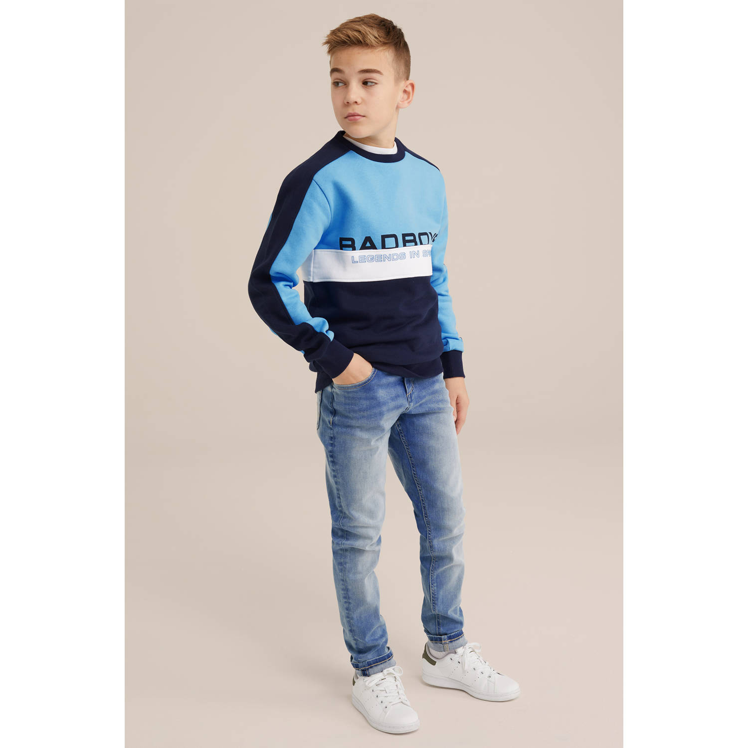 WE Fashion Bad Boys sweater blauw