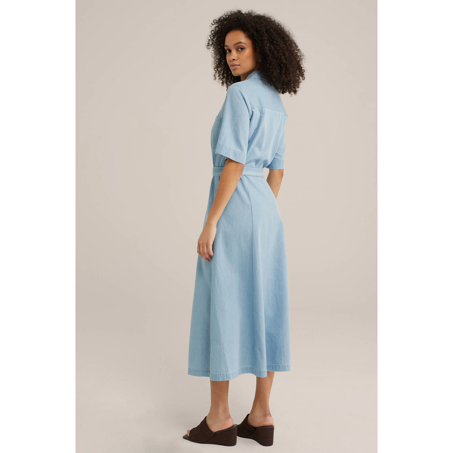 WE Fashion Blue Ridge midi jurk bleached blue