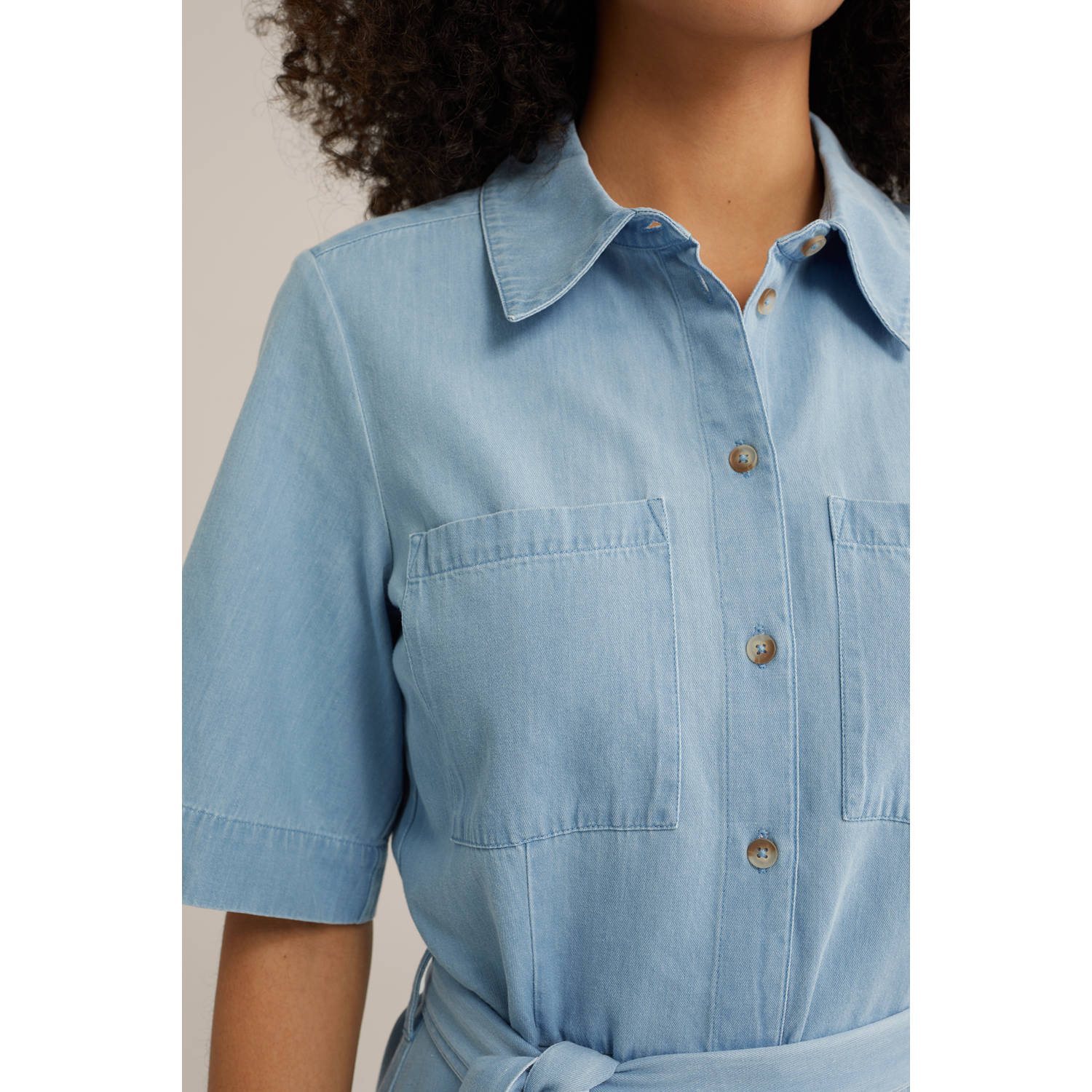 WE Fashion Blue Ridge midi jurk bleached blue