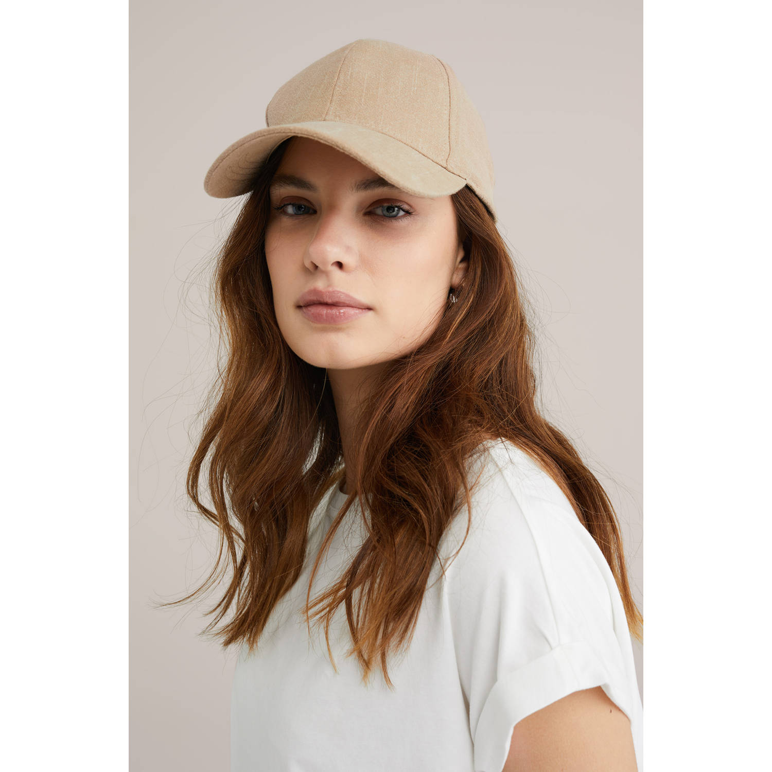 WE Fashion linnen pet lichtbruin