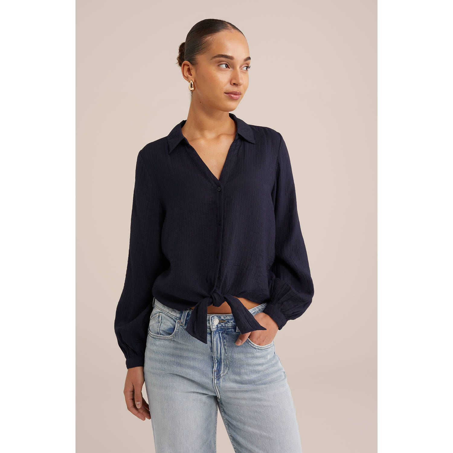 WE Fashion blouse donkerblauw