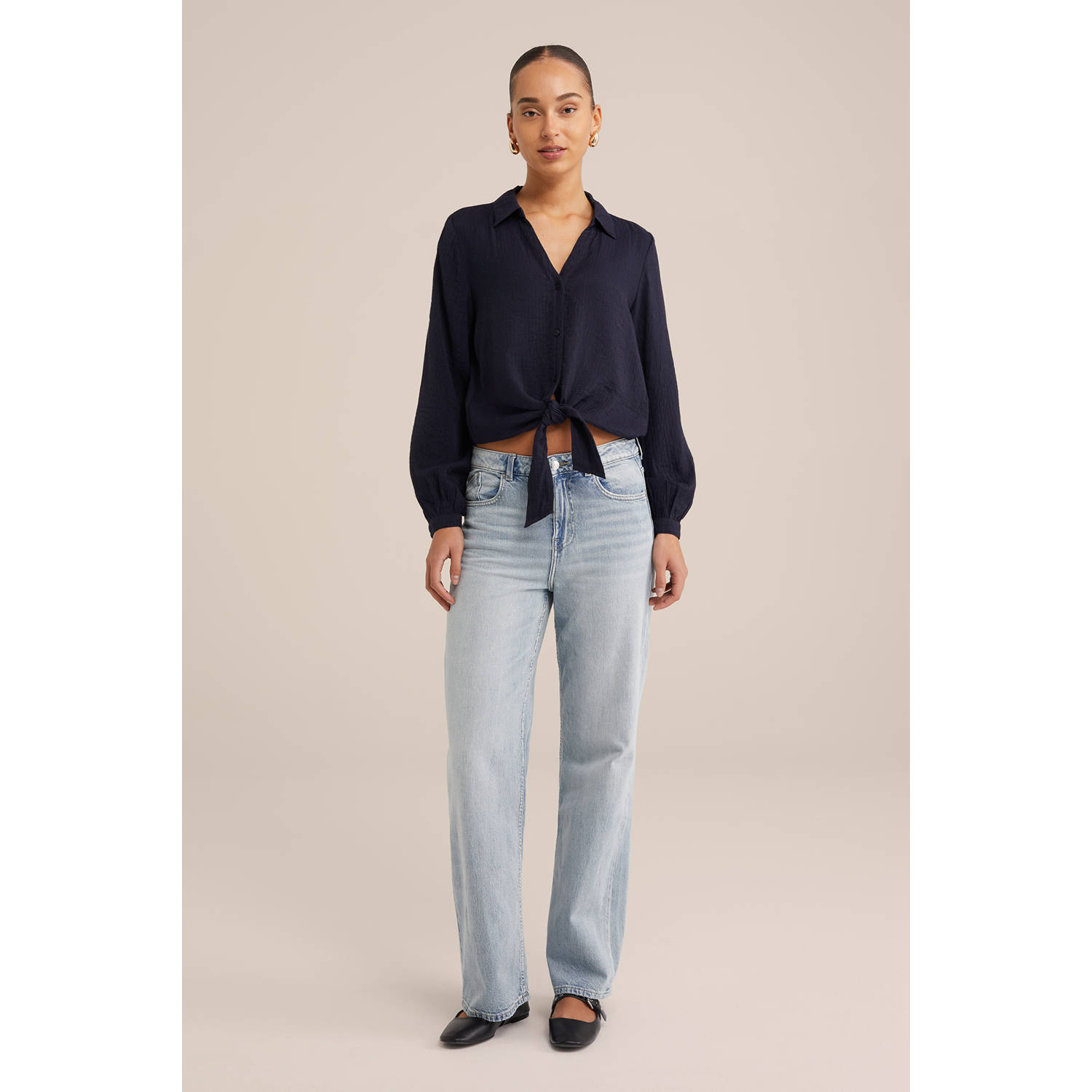 WE Fashion blouse donkerblauw