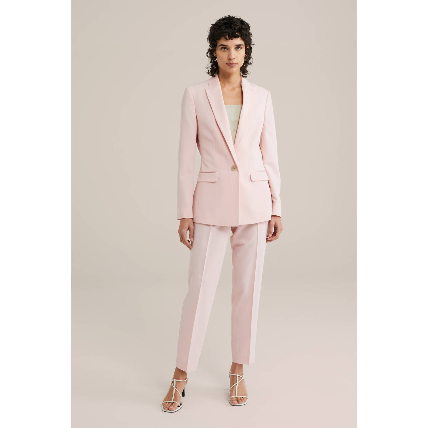 WE Fashion getailleerde blazer lichtroze