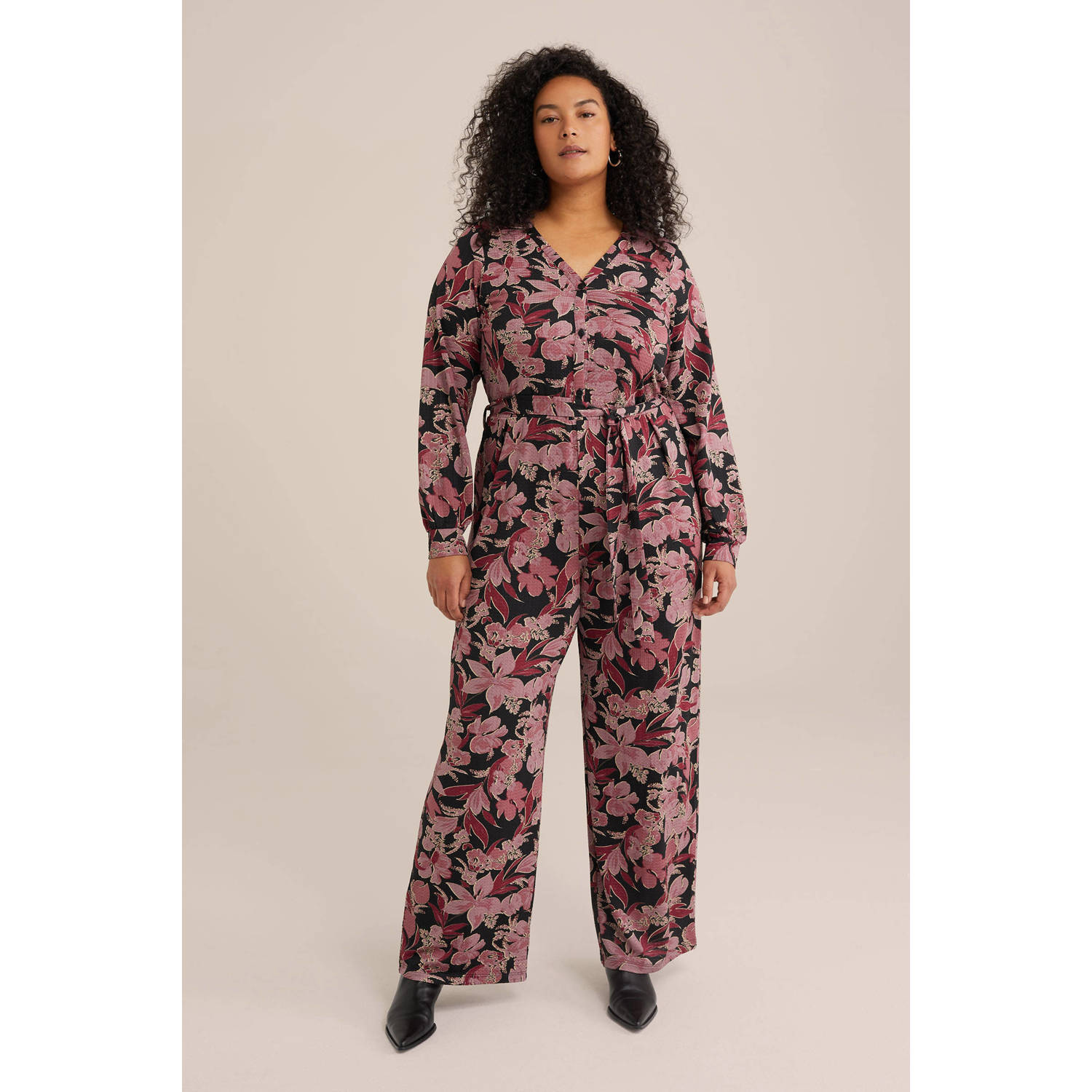 WE Fashion Curve straight jumpsuit oudroze