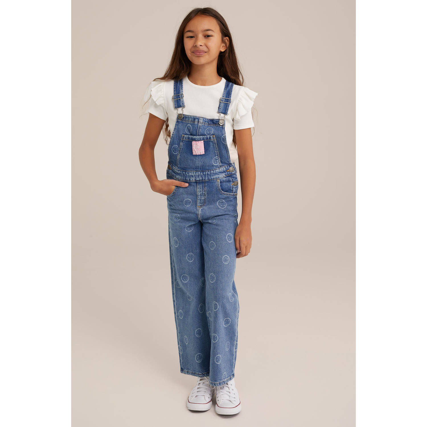 WE Fashion Blue Ridge relaxed fit tuinbroek blue used denim