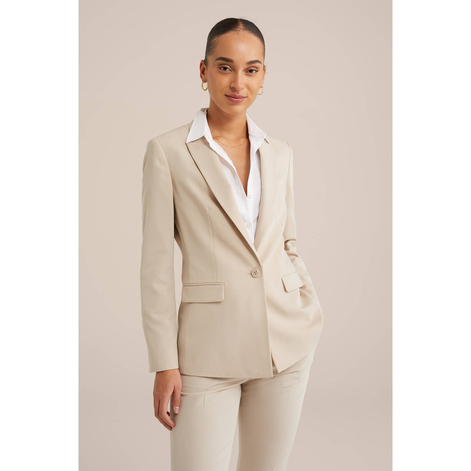 WE Fashion getailleerde blazer beige