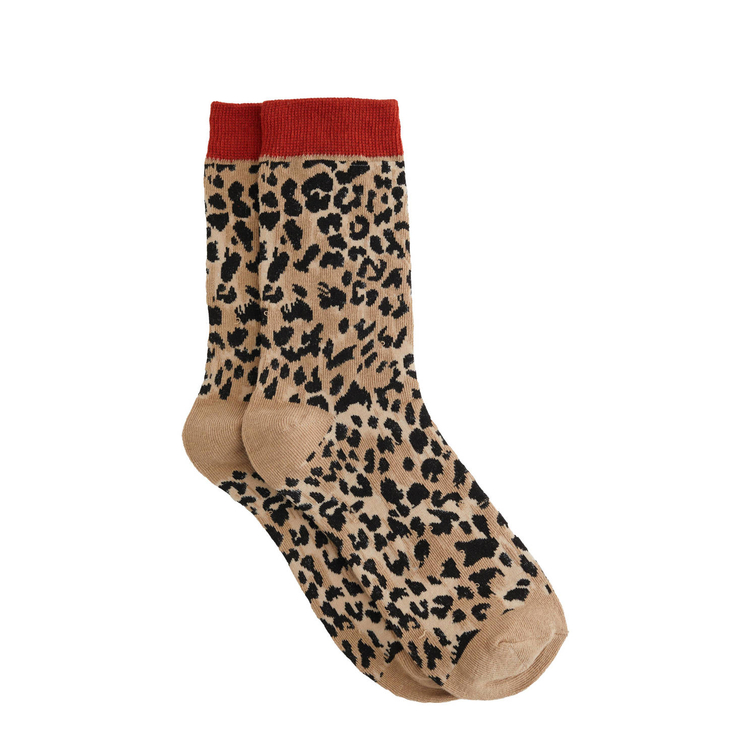 WE Fashion sokken met panterprint bruin