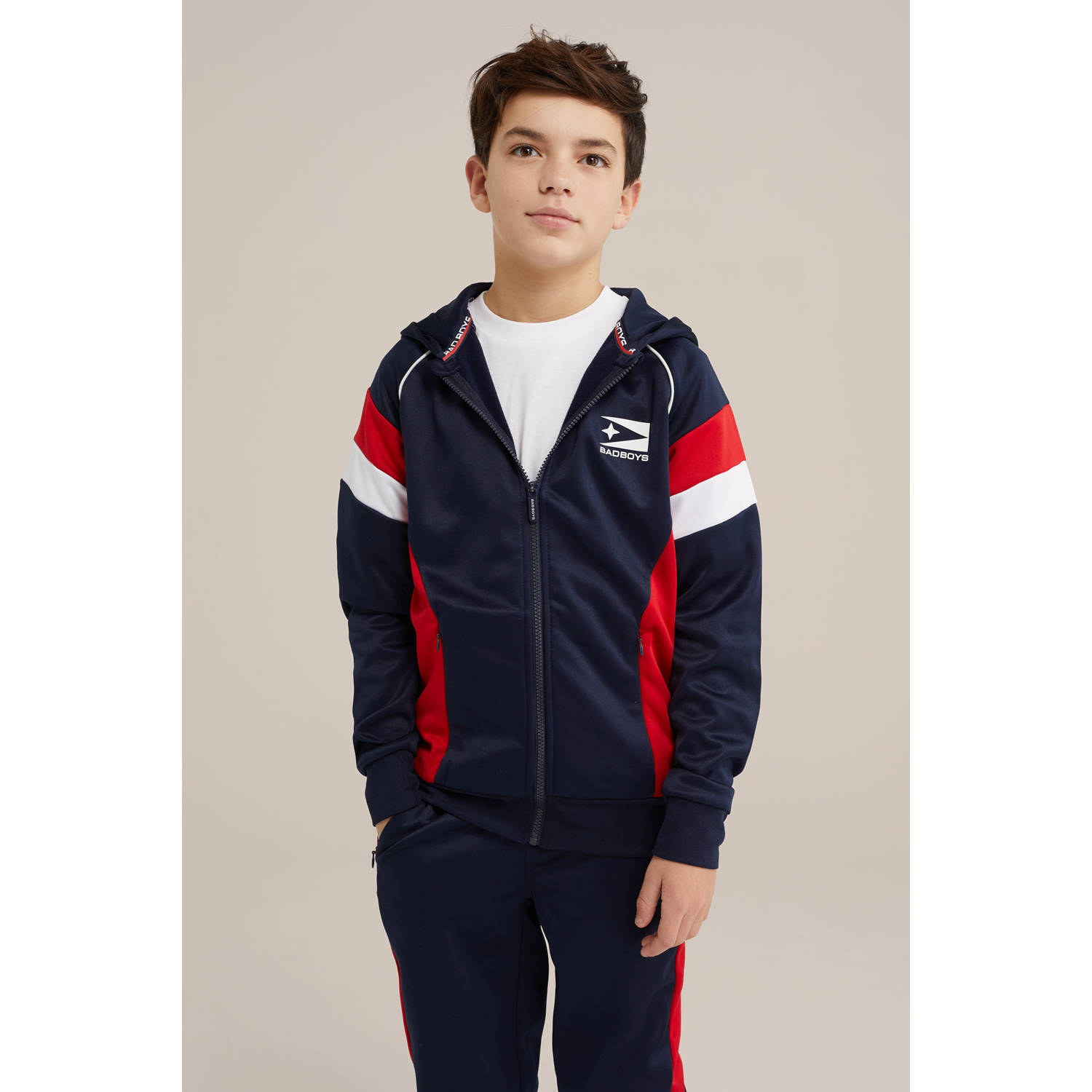 WE Fashion Bad Boys sweatvest donkerblauw