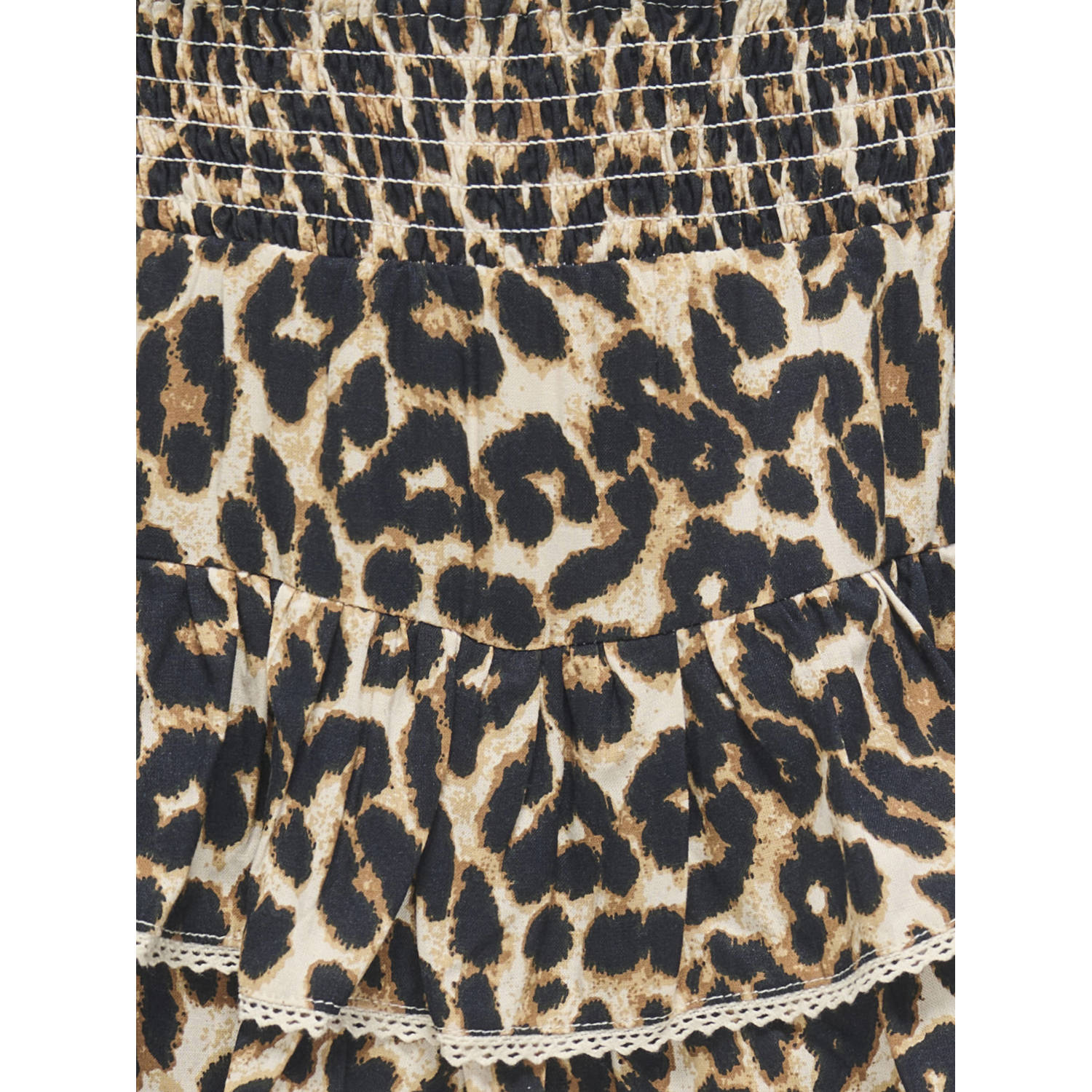 ONLY KIDS GIRL strokenrok met panterprint zwart beige