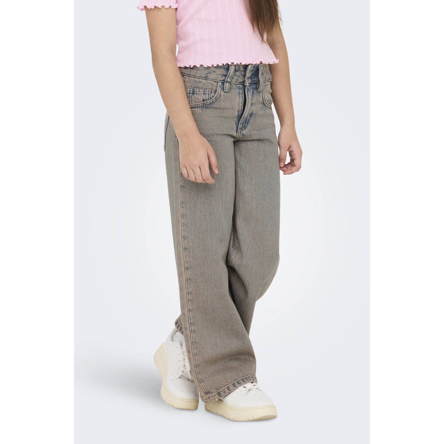 ONLY KIDS GIRL wide leg high waist jeans light blue denim
