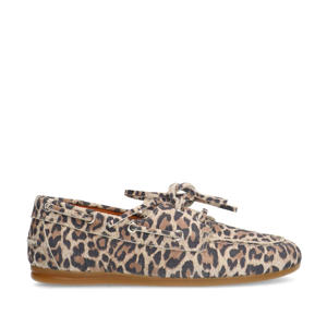   suède bootschoenen met panterprint beige/zwart