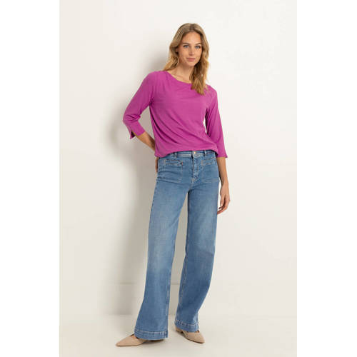 CLAUDIA BY CLAUDIA STRÄTER high waist wide leg jeans medium blue denim afbeelding
