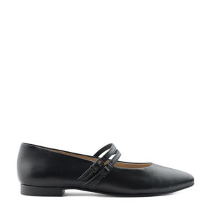   leren ballerina's zwart