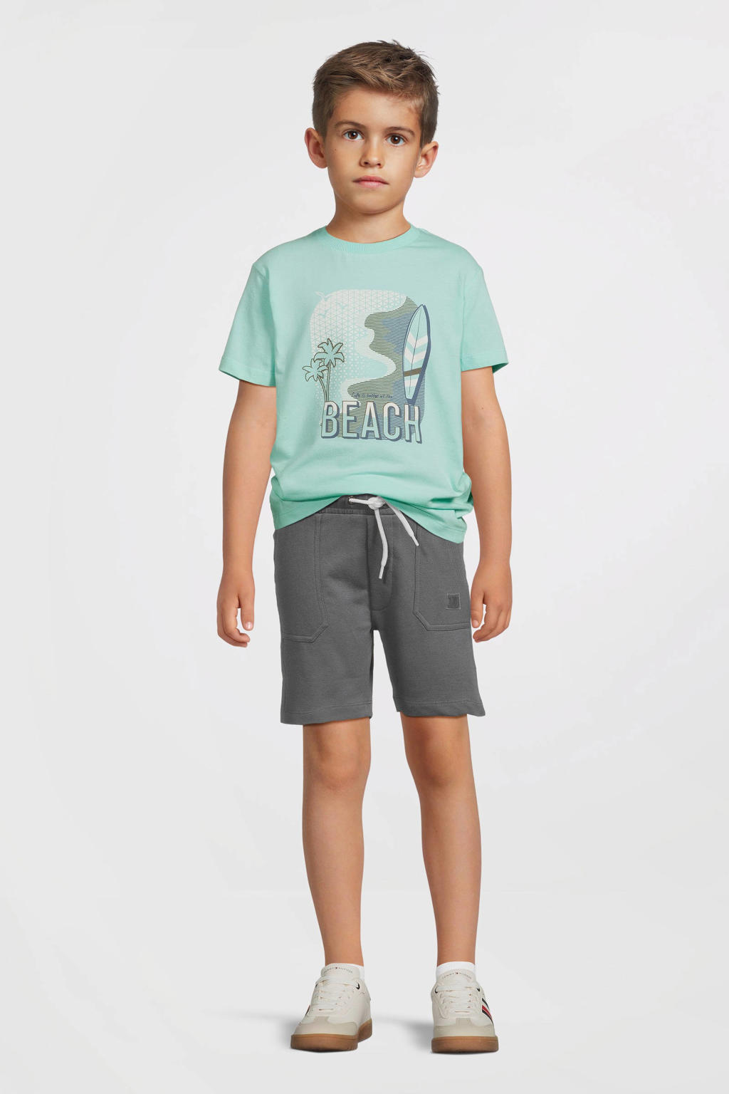 Blauwe jongens DJ Dutchjeans T-shirt van katoen met printopdruk, korte mouwen en ronde hals