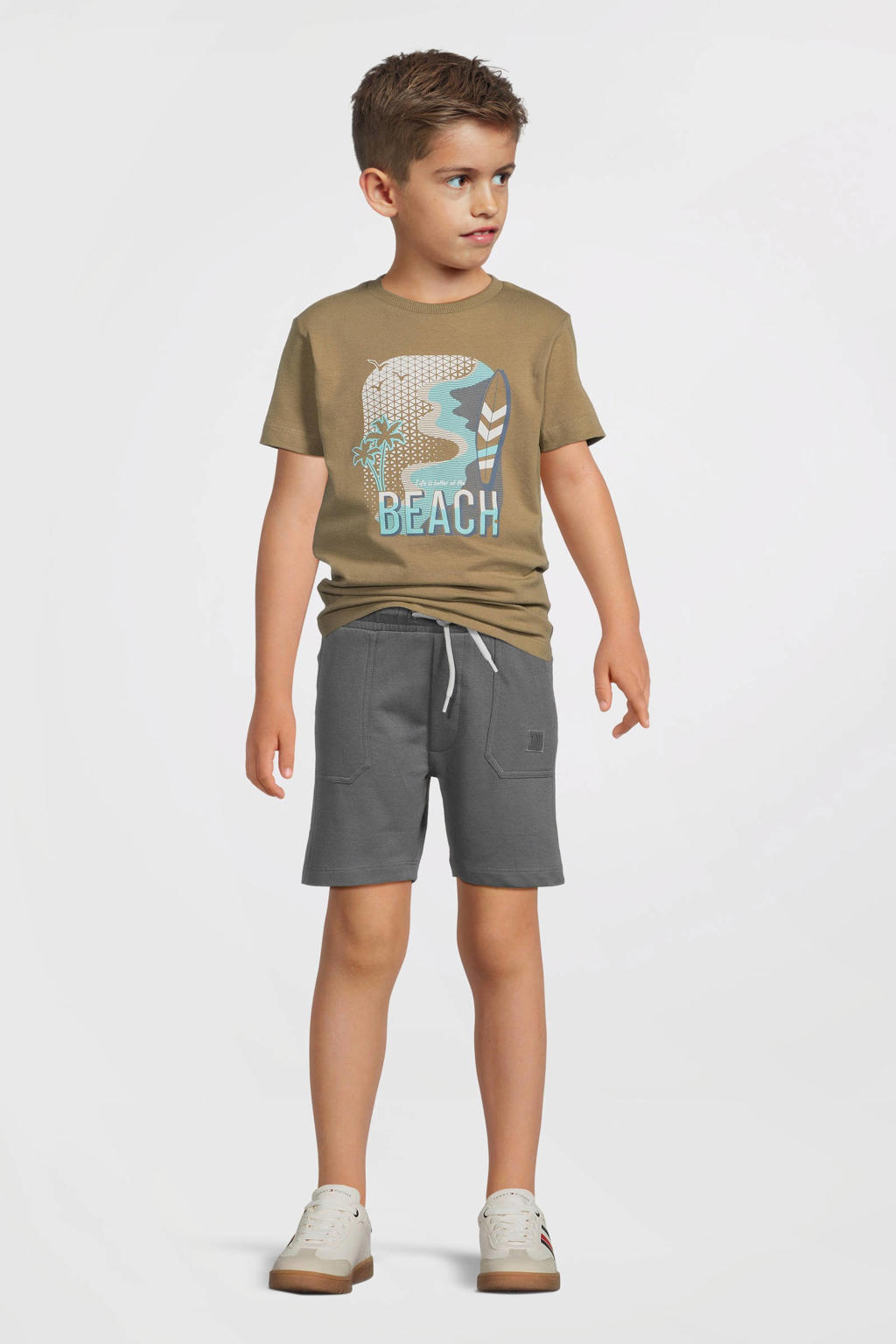 Groene jongens DJ Dutchjeans T-shirt van katoen met printopdruk, korte mouwen en ronde hals