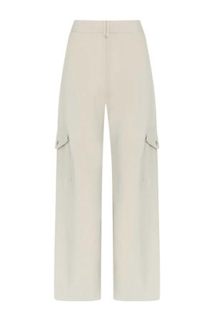wide leg regular waist broek beige