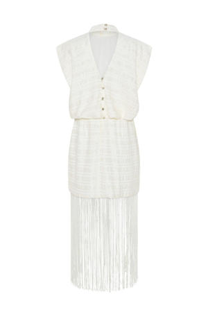 cocktailjurk met lurex ecru