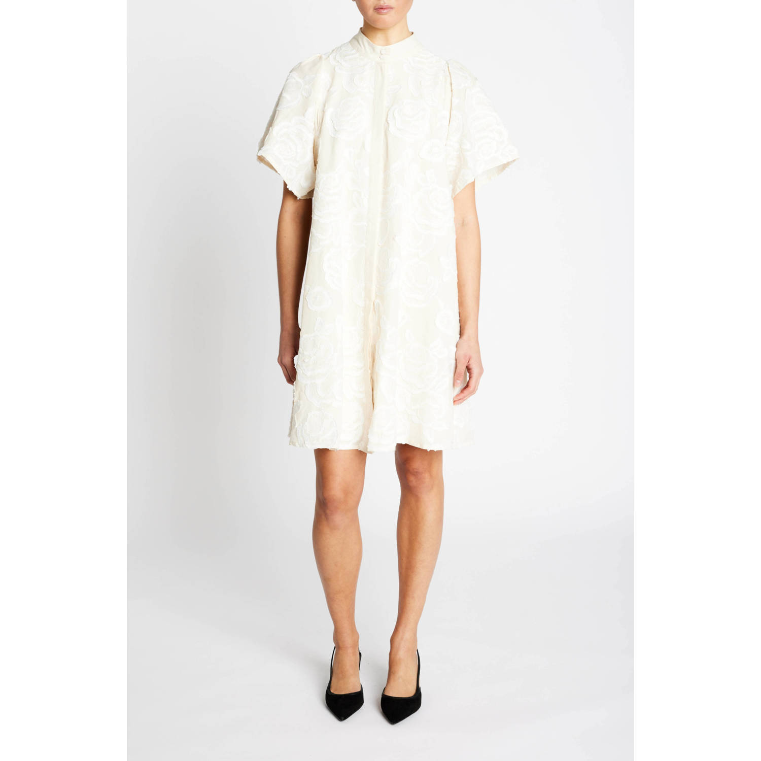 Bruuns Bazaar Elegante jurk met pofmouwen wit White Dames