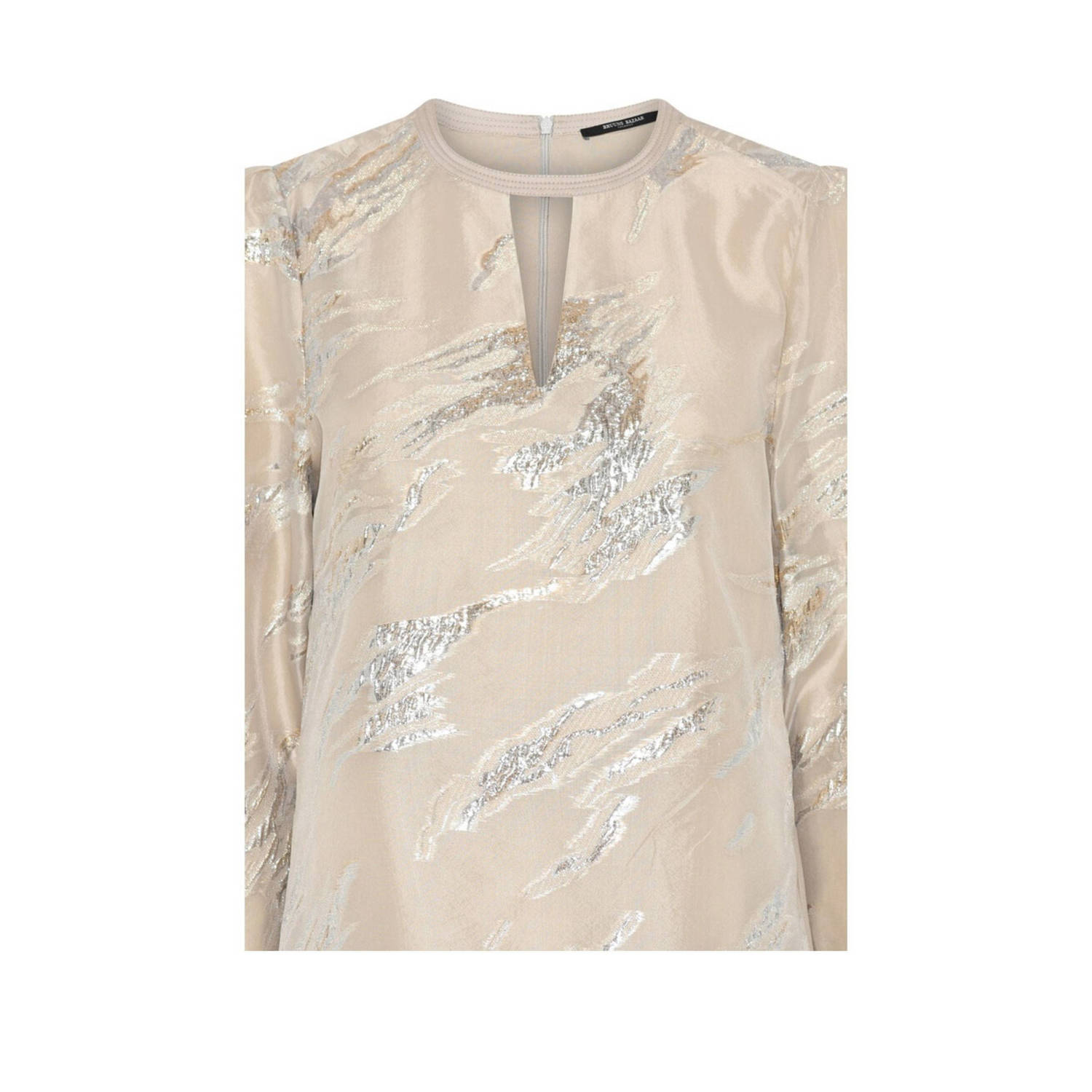 Bruuns Bazaar mini jurk met lurex beige