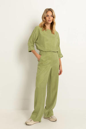 straight high waist pantalon groen