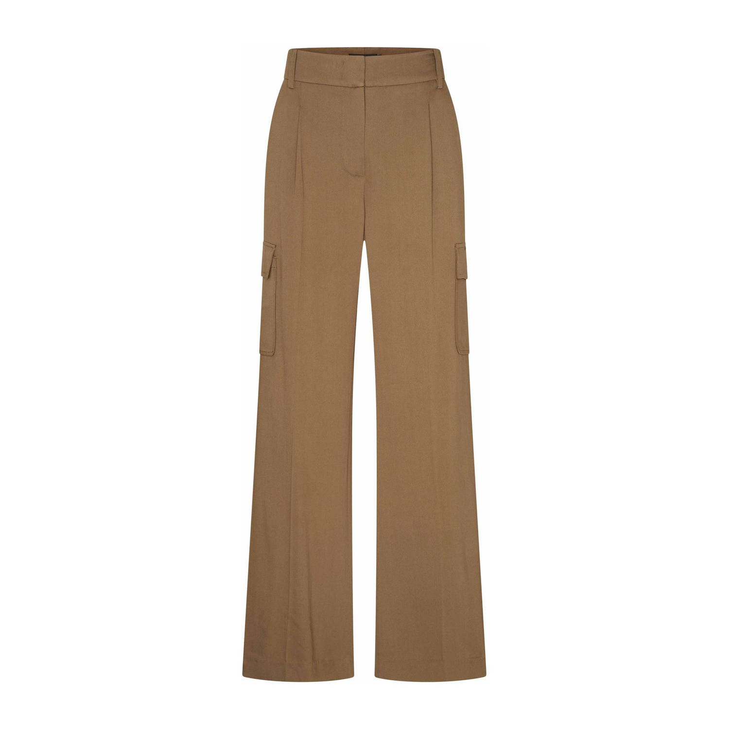 Claudia Sträter wide leg high waist casual broek kaki