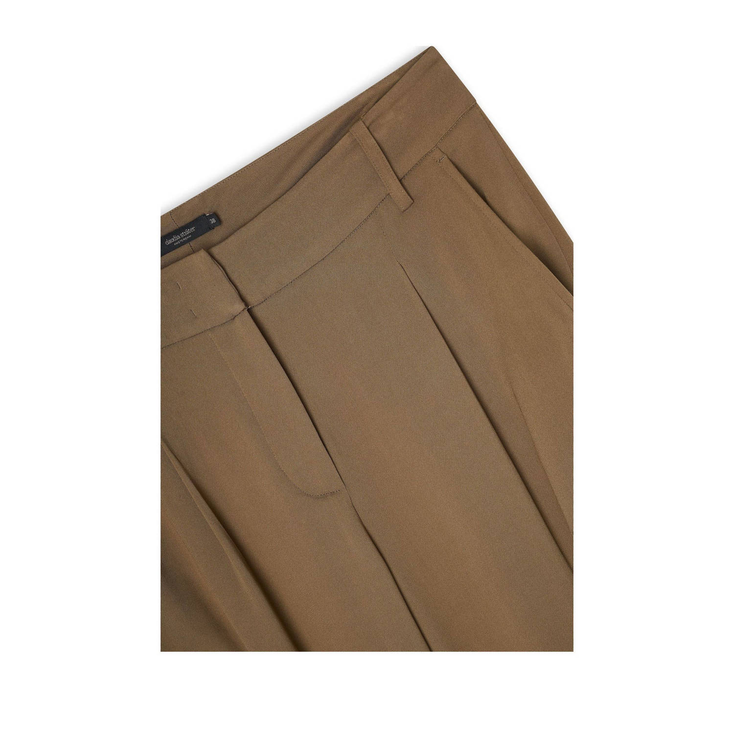 Claudia Sträter wide leg high waist casual broek kaki