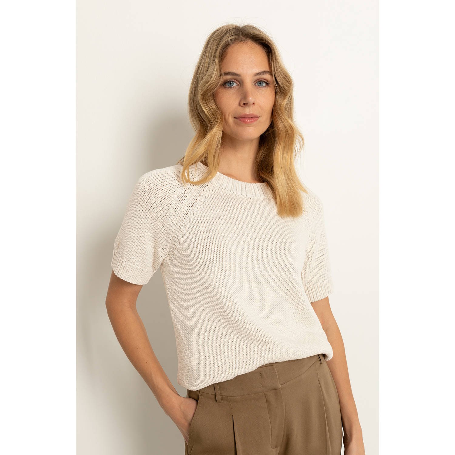 Claudia Sträter top ecru gebreid
