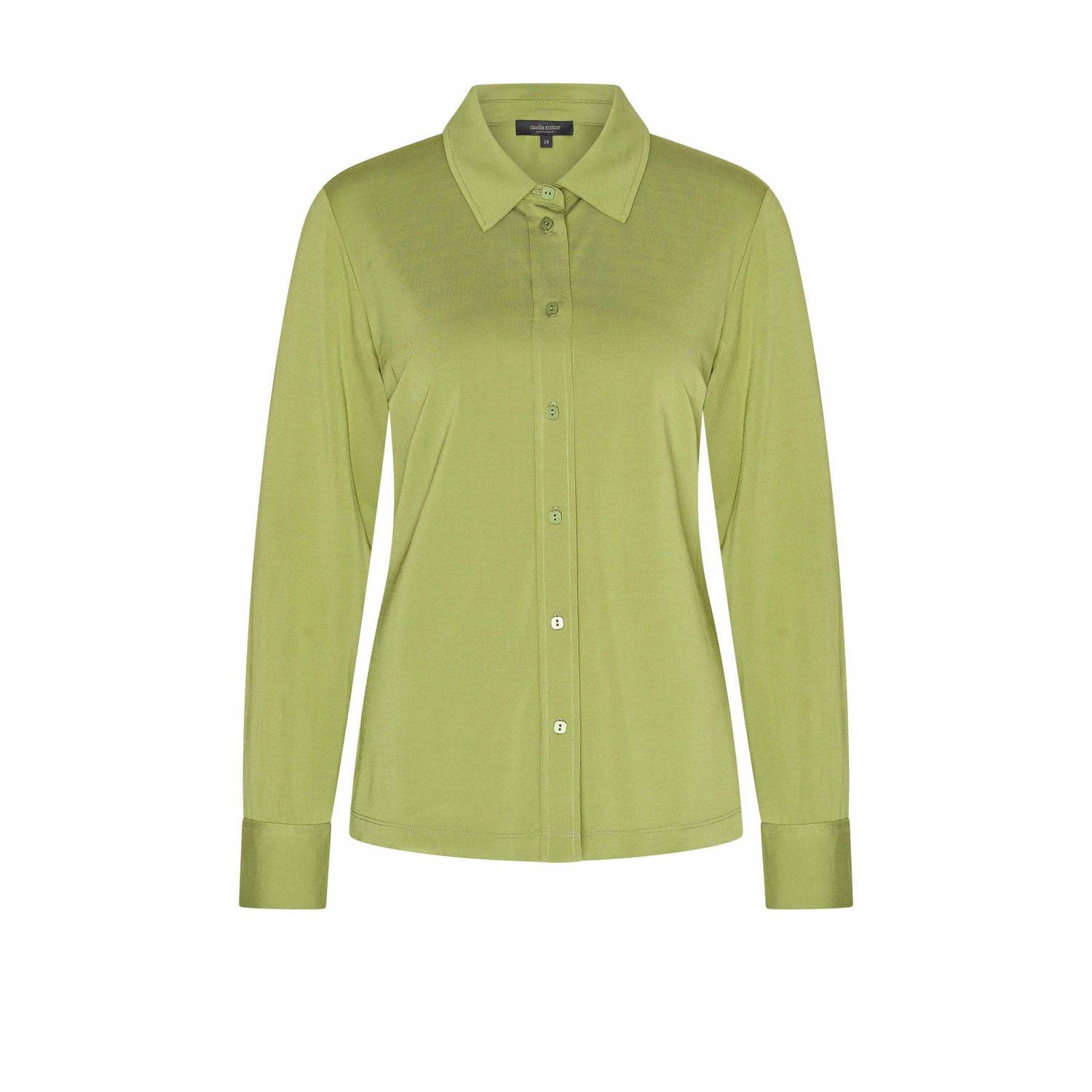 Claudia Sträter blouse groen fijn gebreid