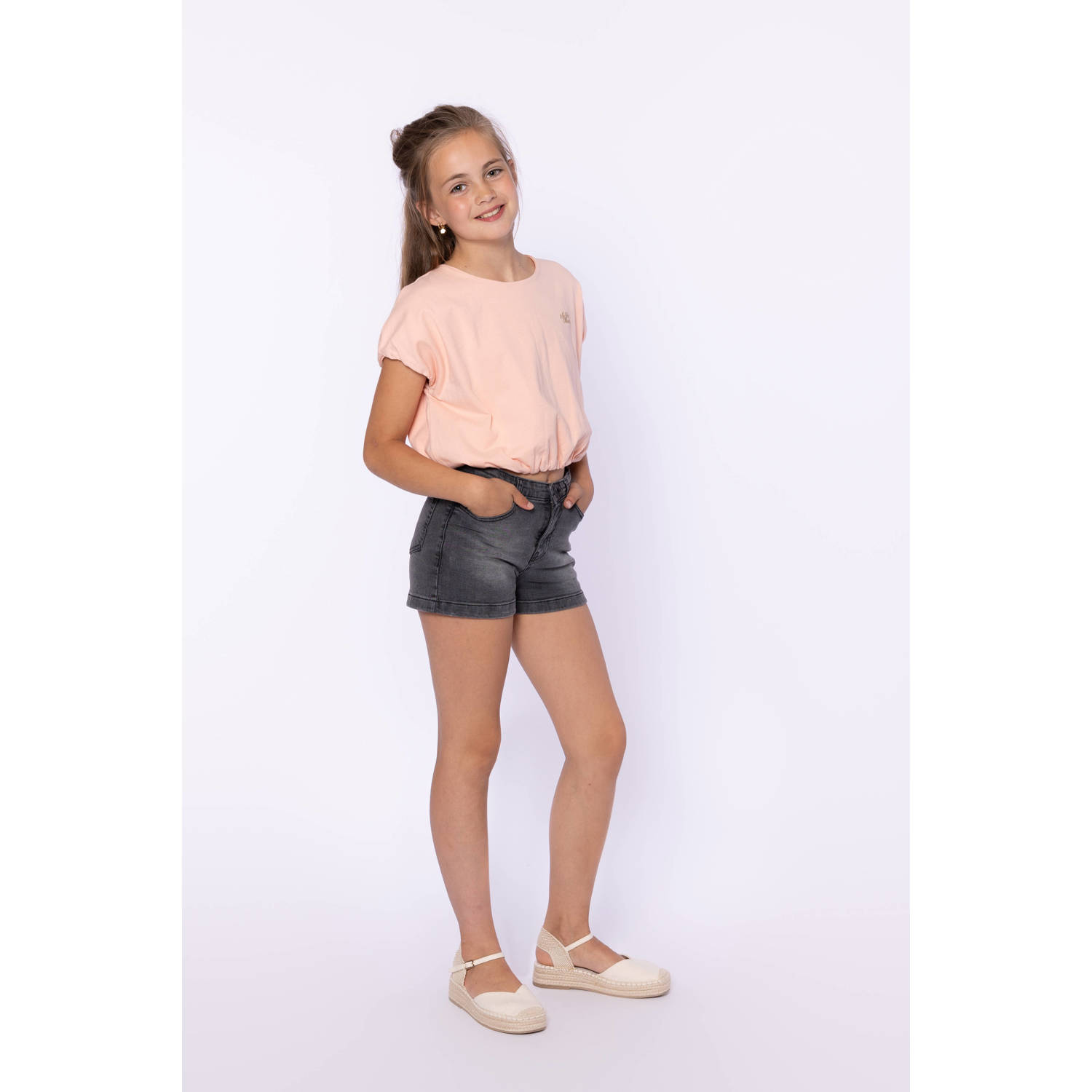 No Way Monday denim short grey denim