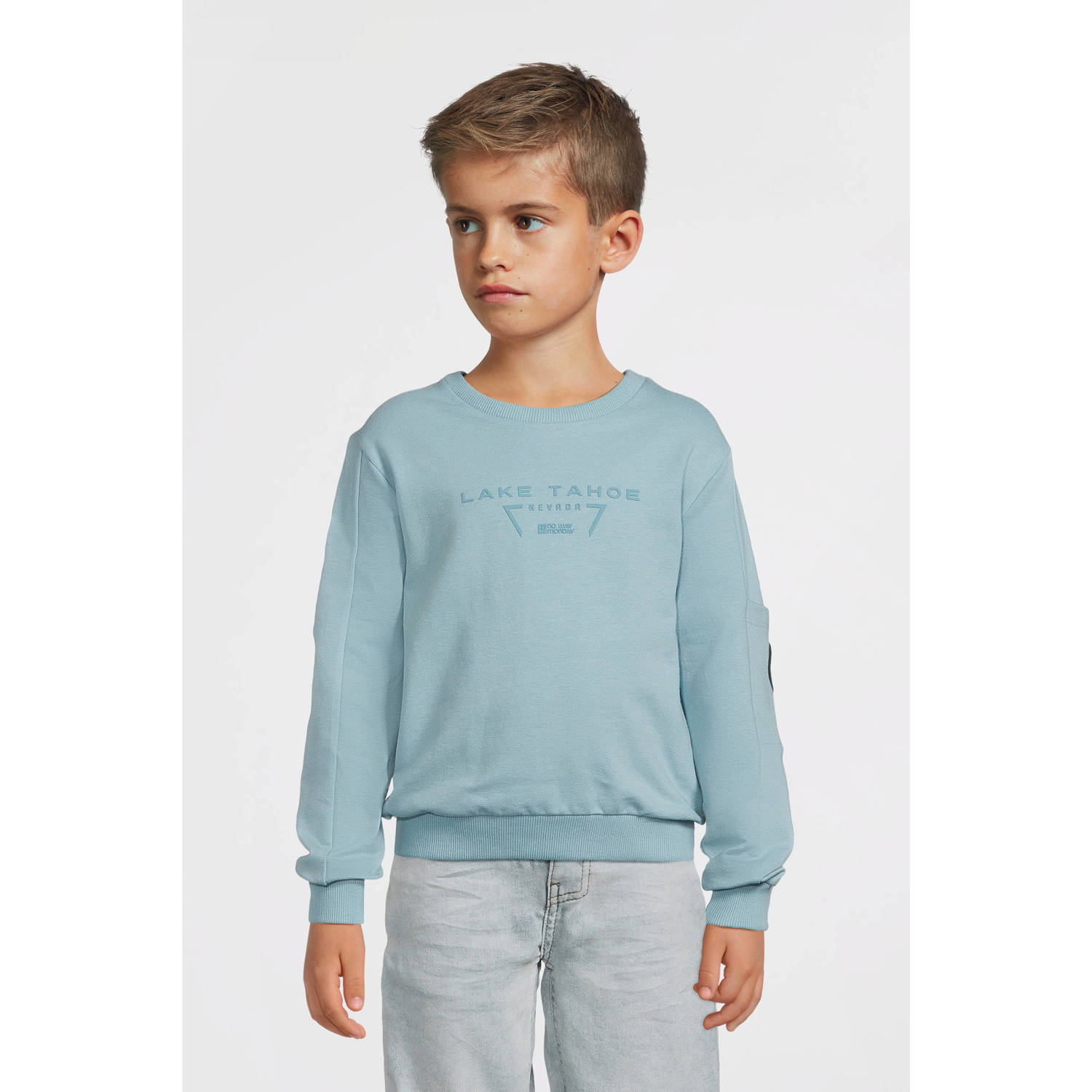No Way Monday sweater lichtblauw
