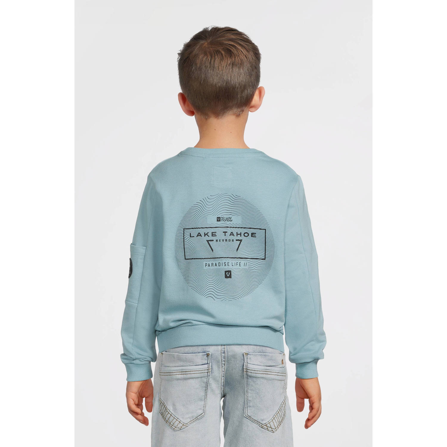 No Way Monday sweater lichtblauw