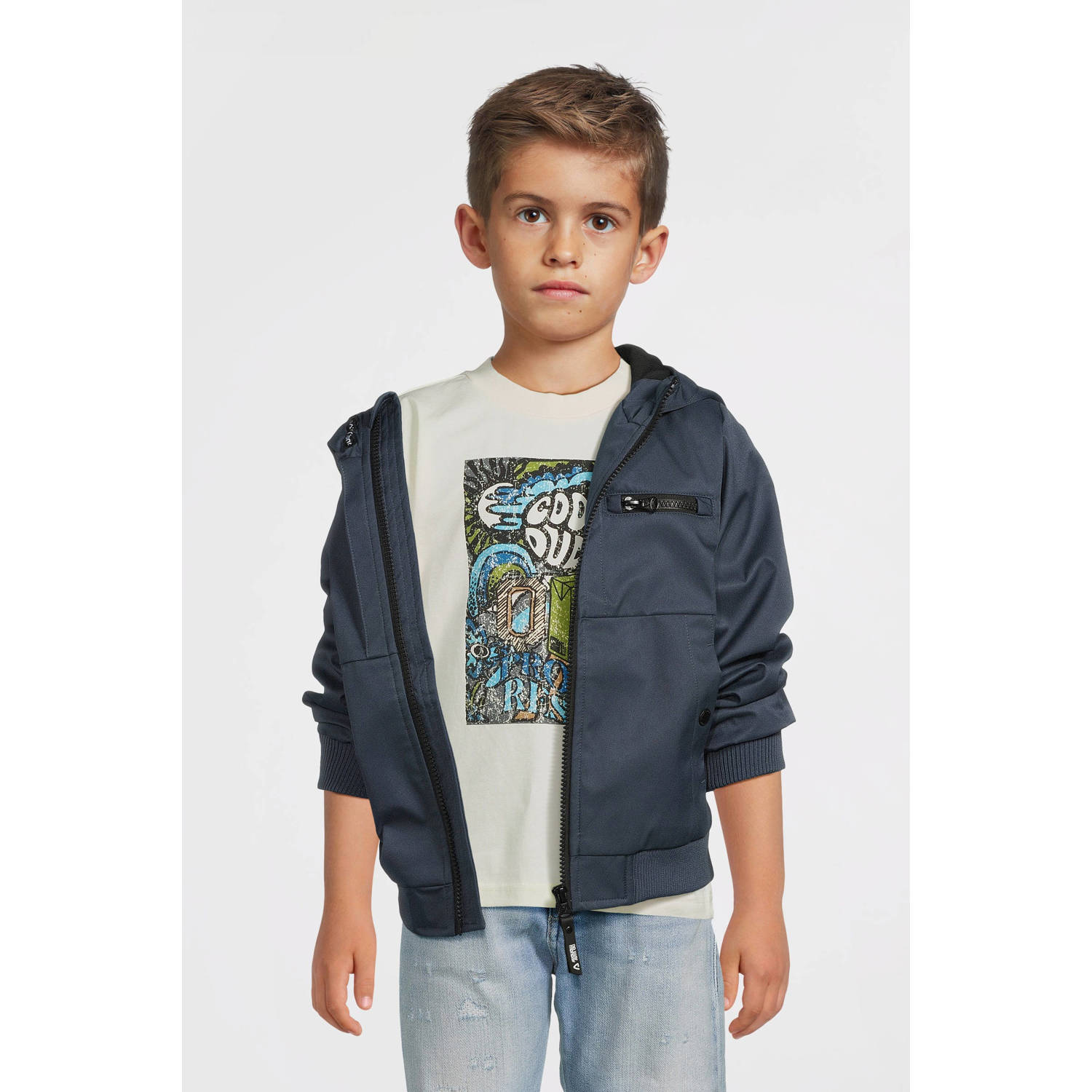 No Way Monday softshell jas grijsblauw