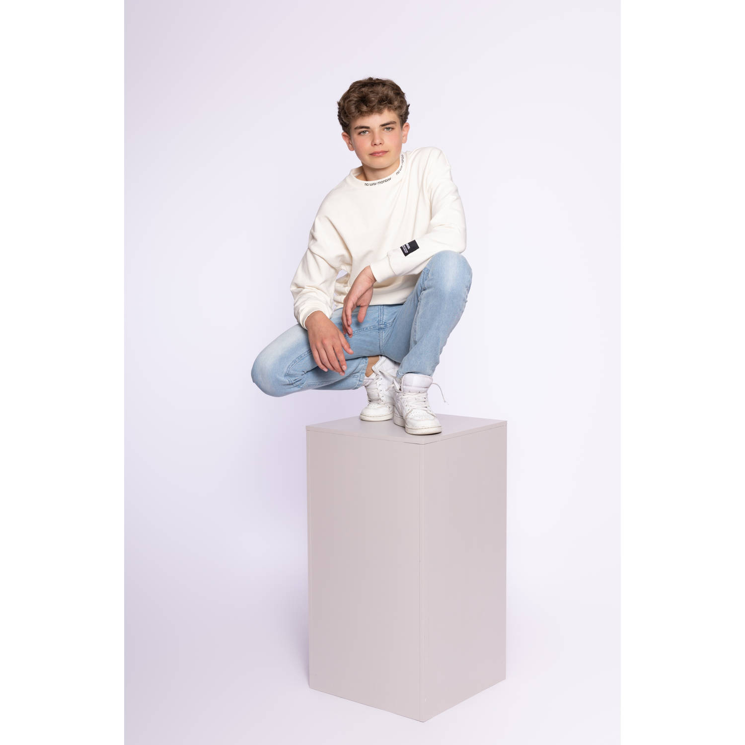No Way Monday waist slim fit jeans light blue denim