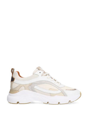 chunky leren sneakers wit/beige