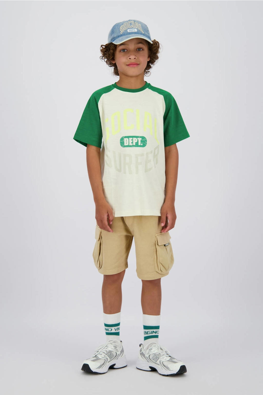 Witte jongens Vingino T-shirt van katoen met printopdruk, korte mouwen en ronde hals