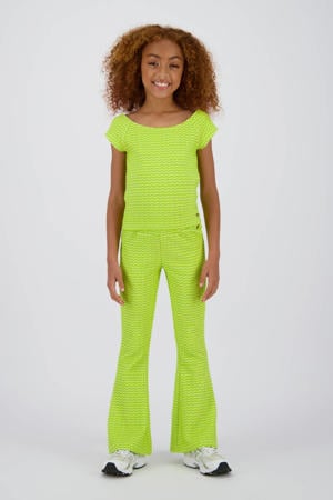 flared casual broek limegroen