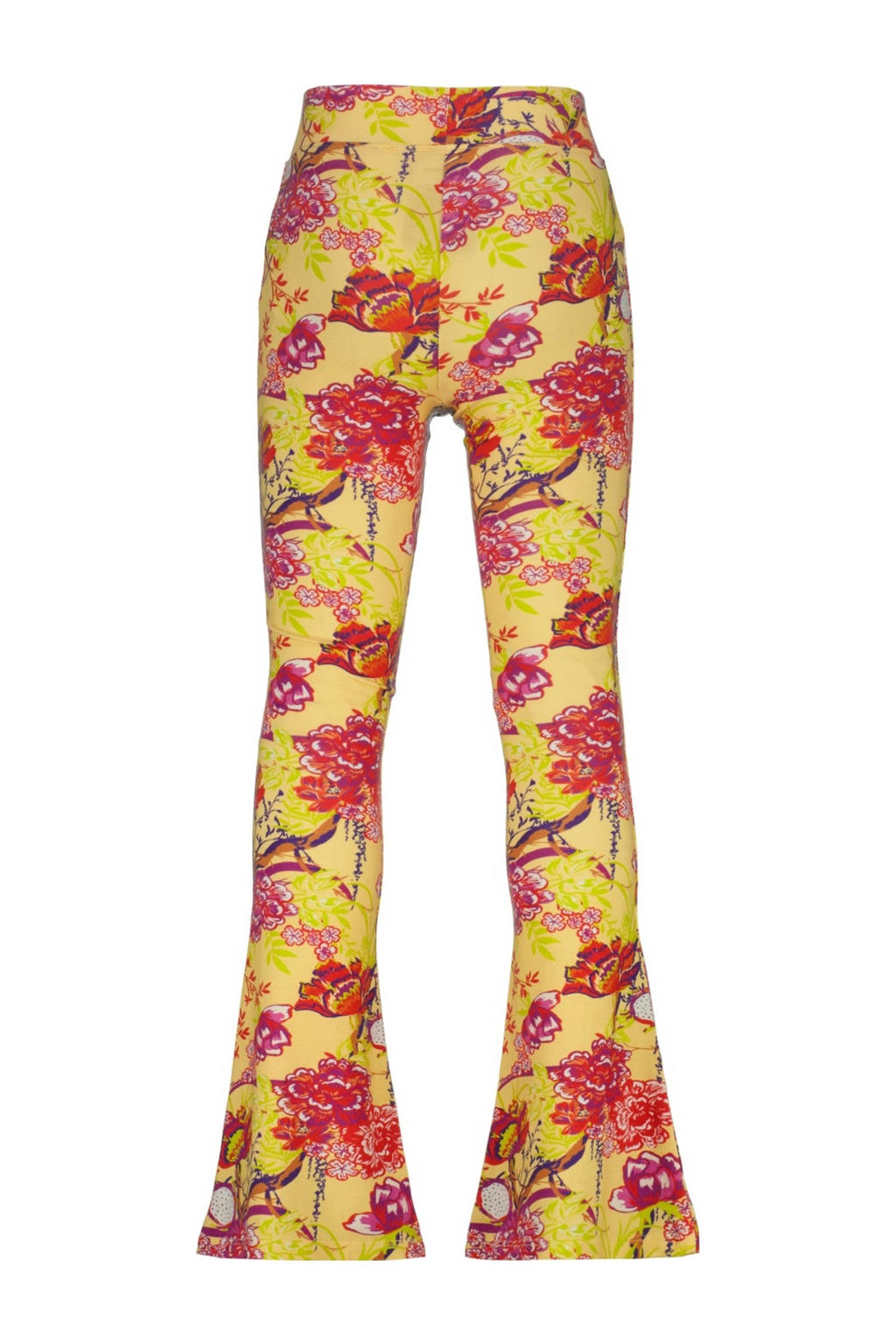 Geel en rode meisjes Vingino flared legging van viscose met regular waist, elastische tailleband en bloemenprint
