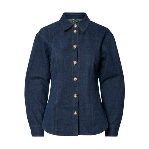 PIECES blouse dark blue denim afbeelding