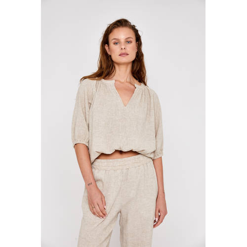 Moscow linnen blouse zand afbeelding