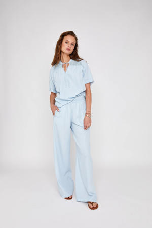 high waist broek light blue denim