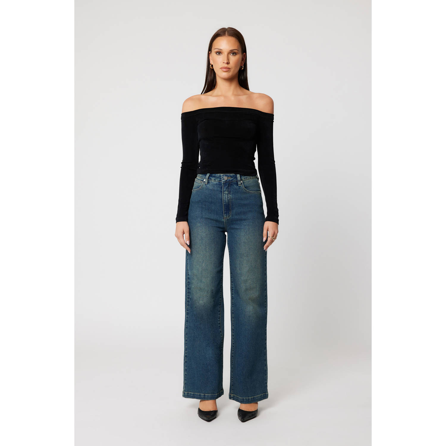 Abrand Jeans high waist wide leg jeans dark blue denim